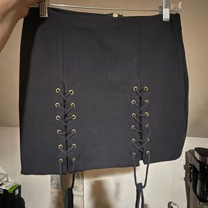 Elegant Black Lace-Up Skirt